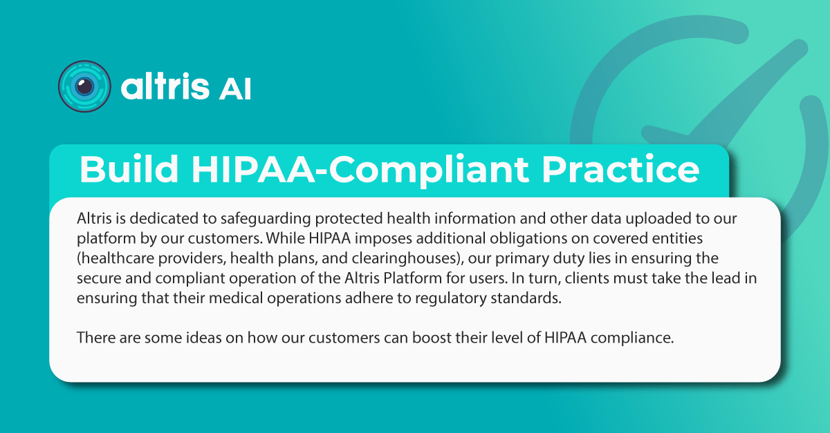 Altris AI HIPPA compliance infographic