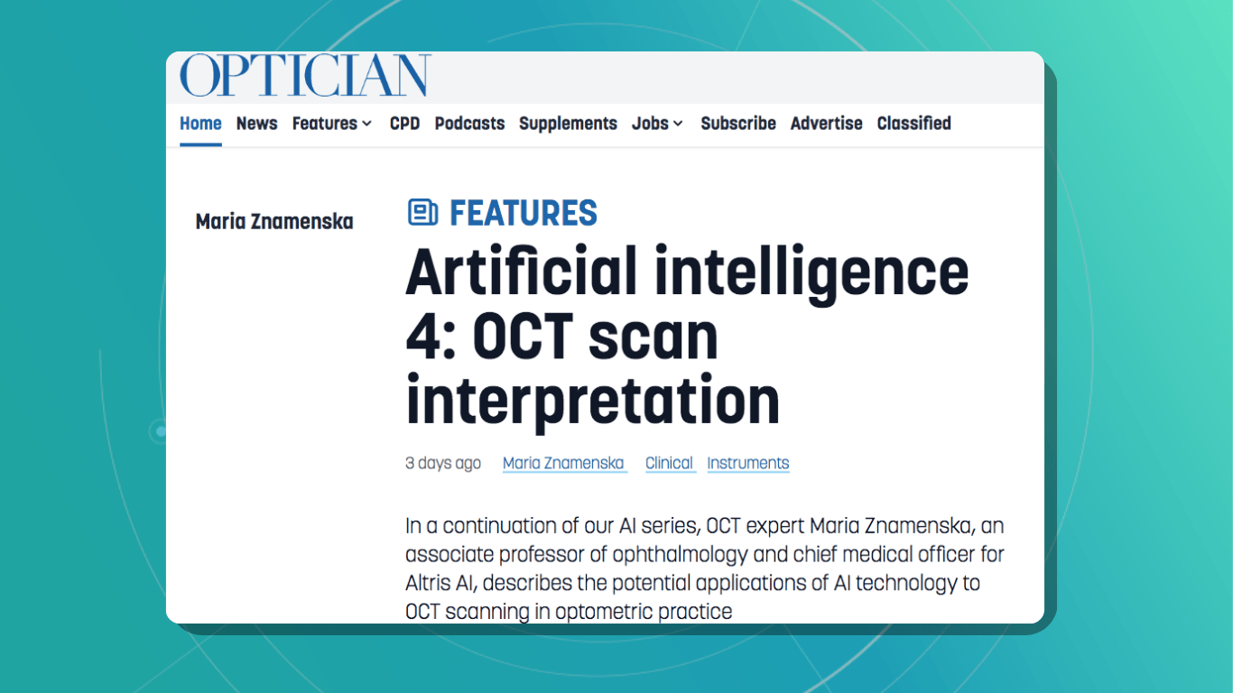 Optician on Altris AI, AI for OCT in eyecare